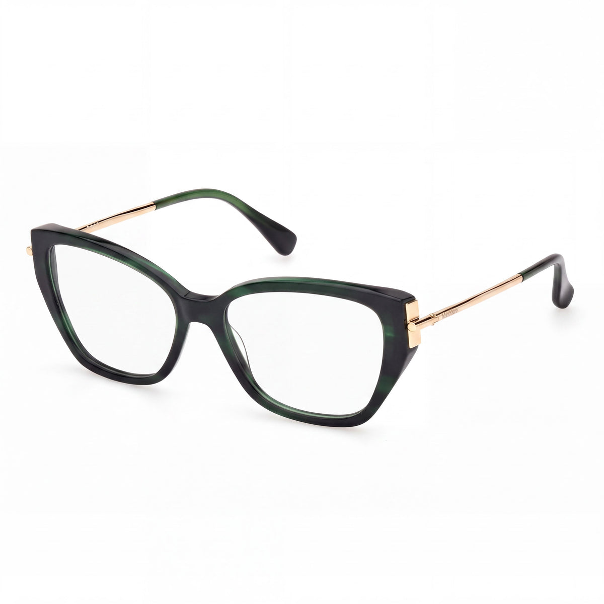 MaxMara MM5117 Dark Green Striped, Shiny Deep Gold Eyeglasses for Men, Photo 1