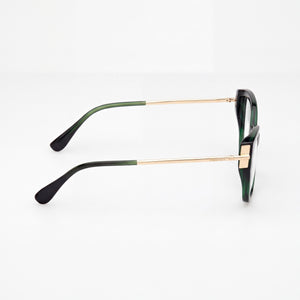 MaxMara MM5117 Cat Eye Eyeglasses Men — side view, Green Plastic temples