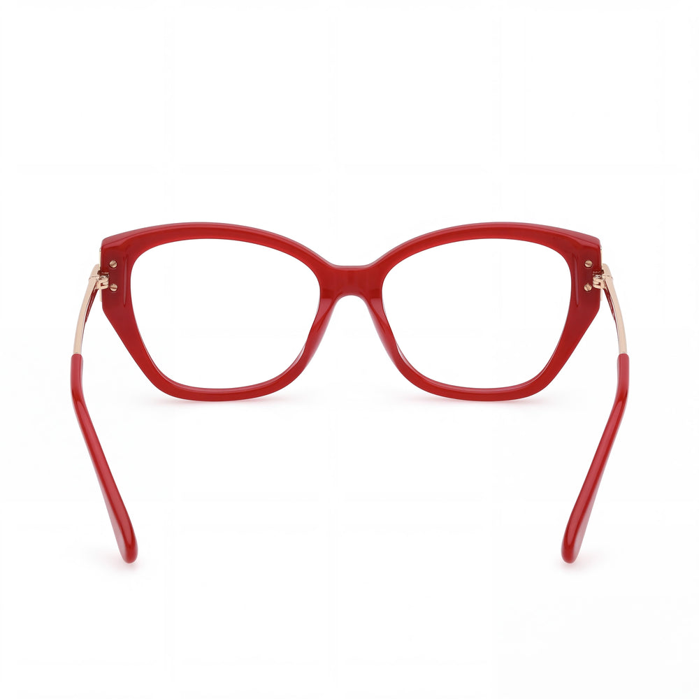 MaxMara MM5117 Cat Eye Eyeglasses Women — side view, Red Plastic temples