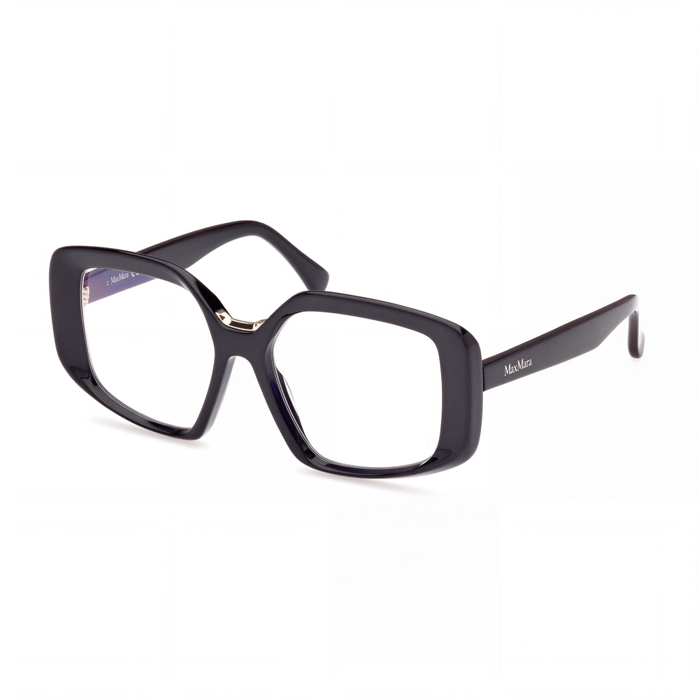 MaxMara Mm5131-b Shiny Black Rectangle Eyeglasses for Men, Blue Filter Plastic frame