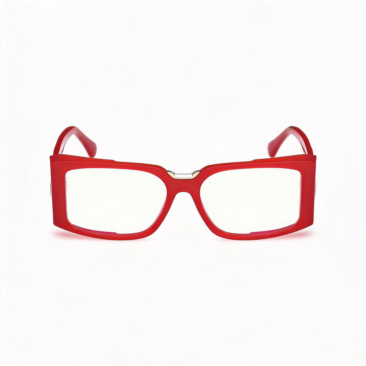 MaxMara Mm5157-b Shiny Light Red Rectangle Eyeglasses Unisex, 54mm, Photo 2