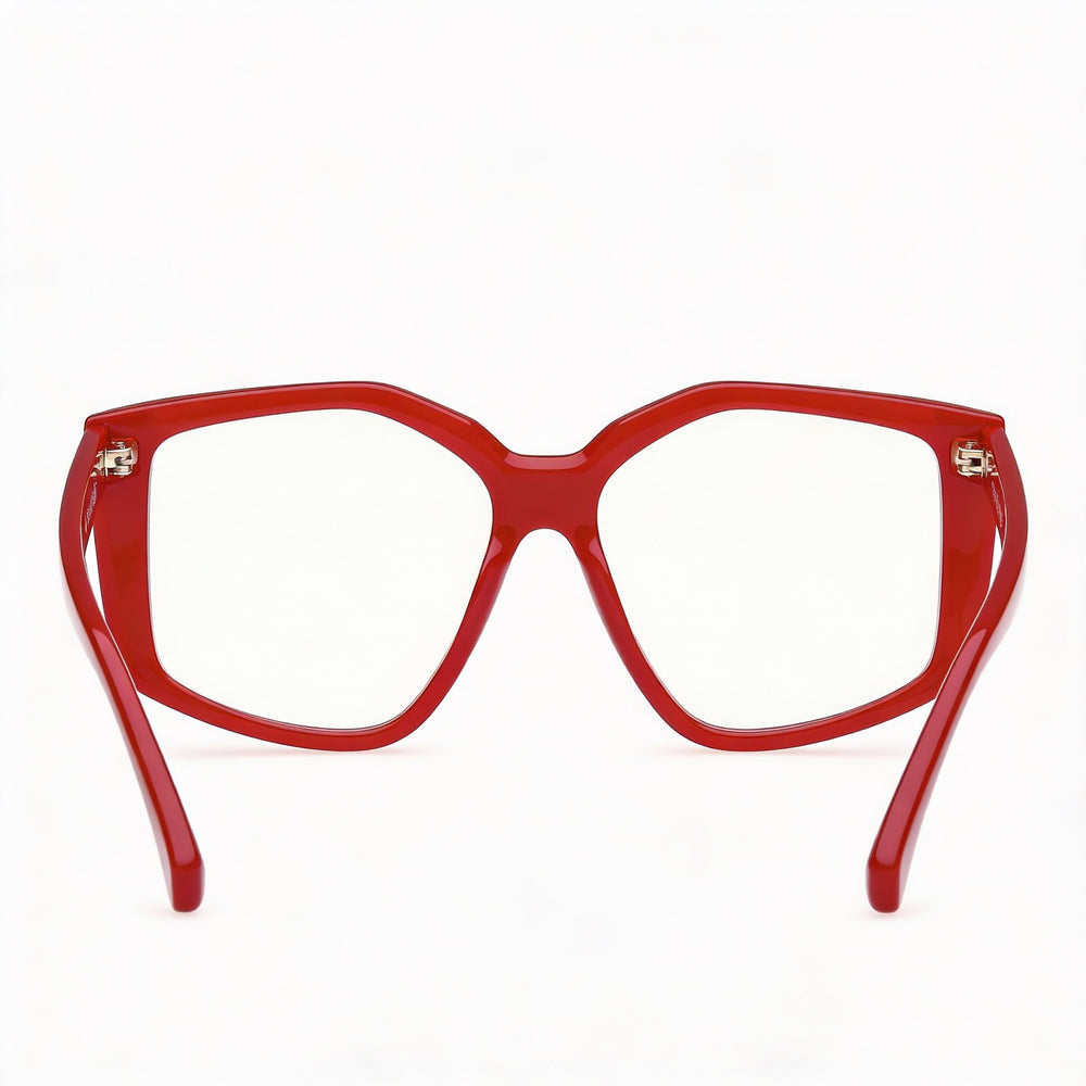 MaxMara MM5162-B Rectangle Eyeglasses Women — side view, Red Plastic temples
