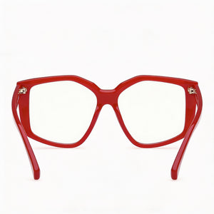 MaxMara MM5162-B Rectangle Eyeglasses Women — side view, Red Plastic temples