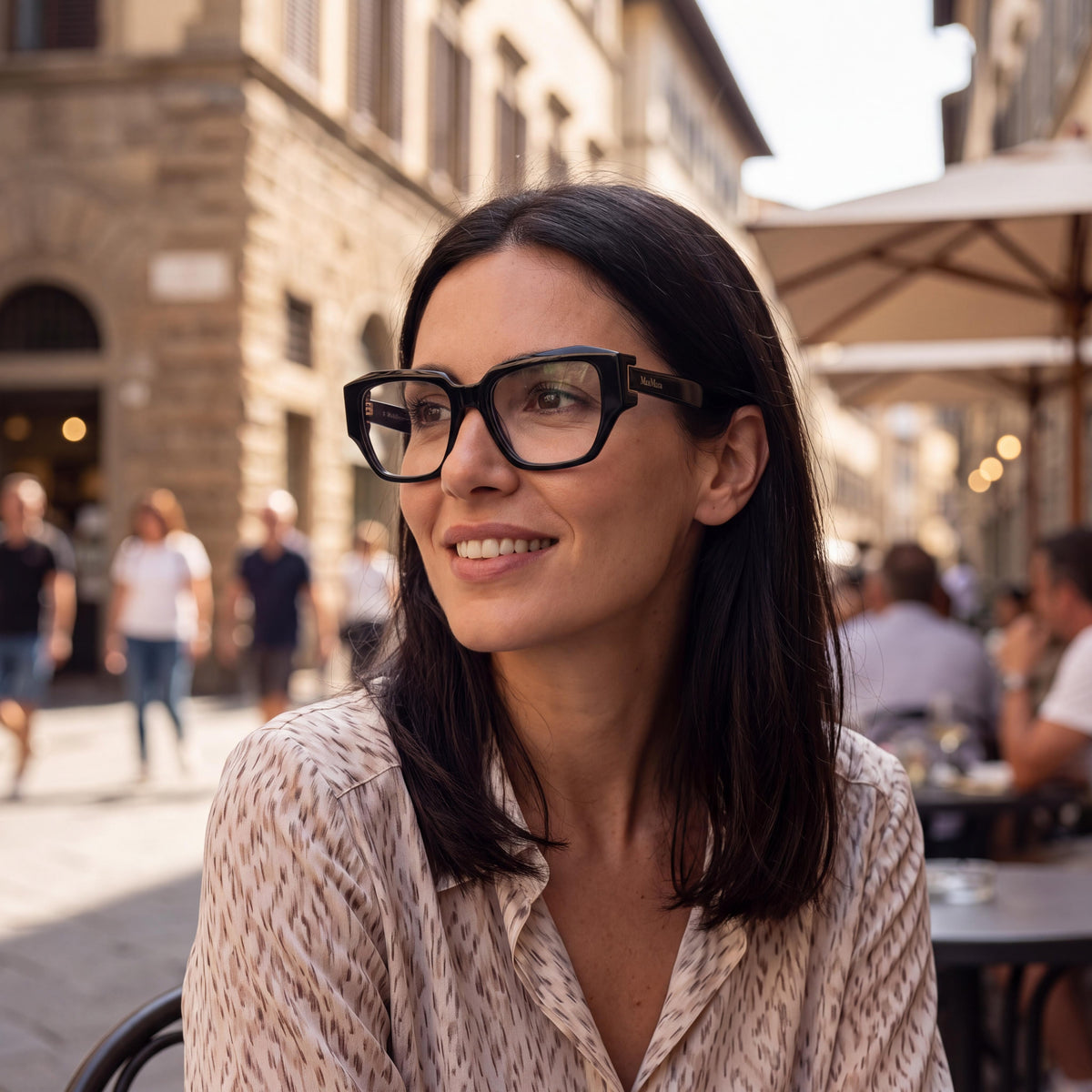 MaxMara Mm5182 Shiny Black Rectangle Eyeglasses for Women, 52mm, Photo 4