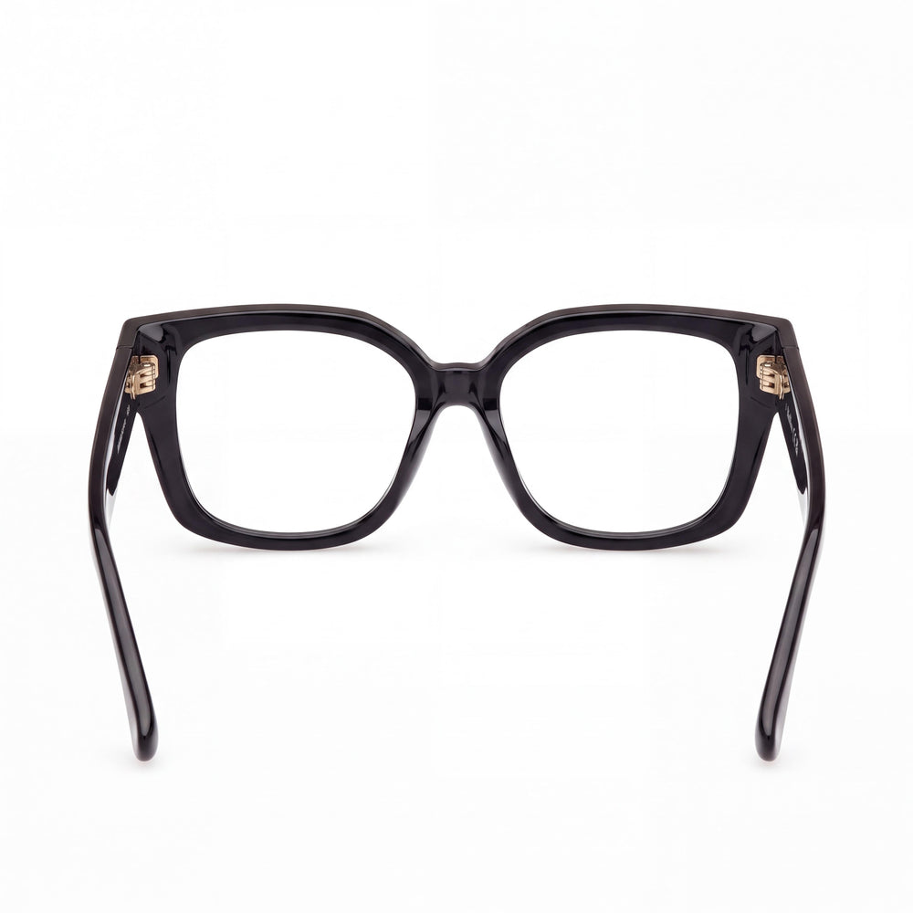 MaxMara MM5184 Rectangle Eyeglasses Women — side view, Black Plastic temples