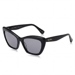 MaxMara Modern Shiny Black Cat Eye Sunglasses for Women, Smoke lens