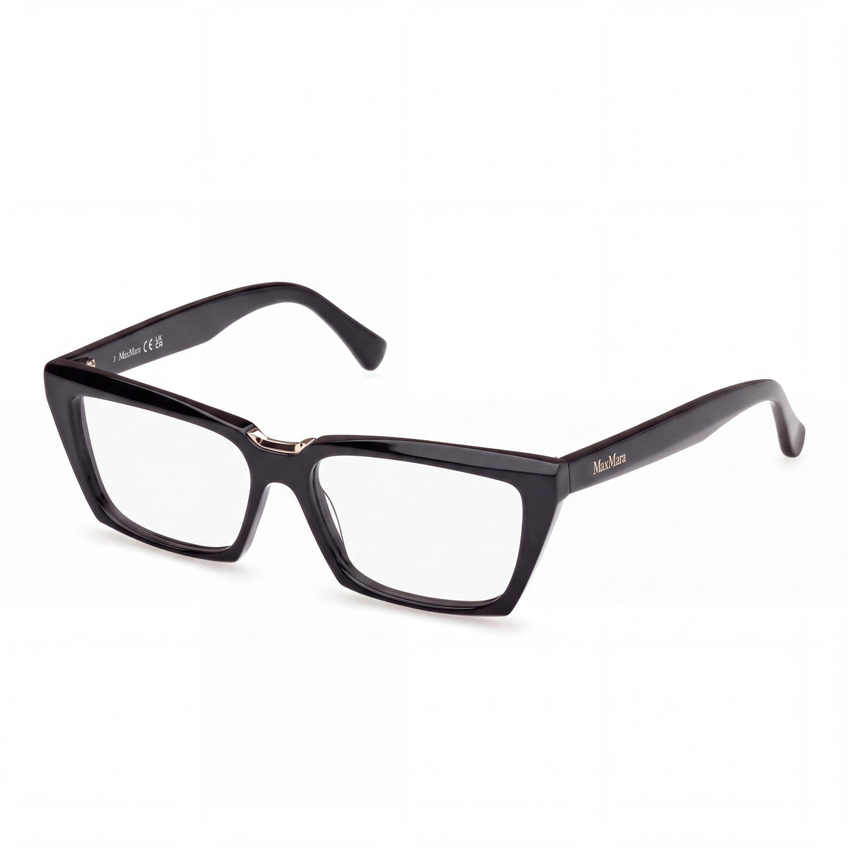 MaxMara MODERNO MM5180 Shiny Black Rectangle Eyeglasses Unisex, 53mm, Photo 1