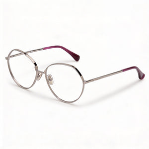 MaxMara Silver Round Eyeglasses for Women, Metal frame