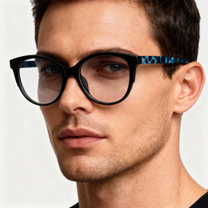 McAllister Mc4511 Cat Eye Eyeglasses Men — side view, Black Metal temples