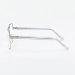 McAllister Mc4520 Cat Eye Eyeglasses Men — side view, Silver Metal temples