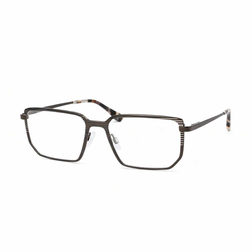 McAllister Mc4531 Rectangle Eyeglasses Men — side view, Olive Metal temples