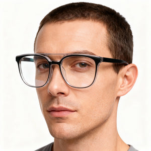 McAllister Mc4533 Rectangle Eyeglasses Men — side view, Black, Metal temples