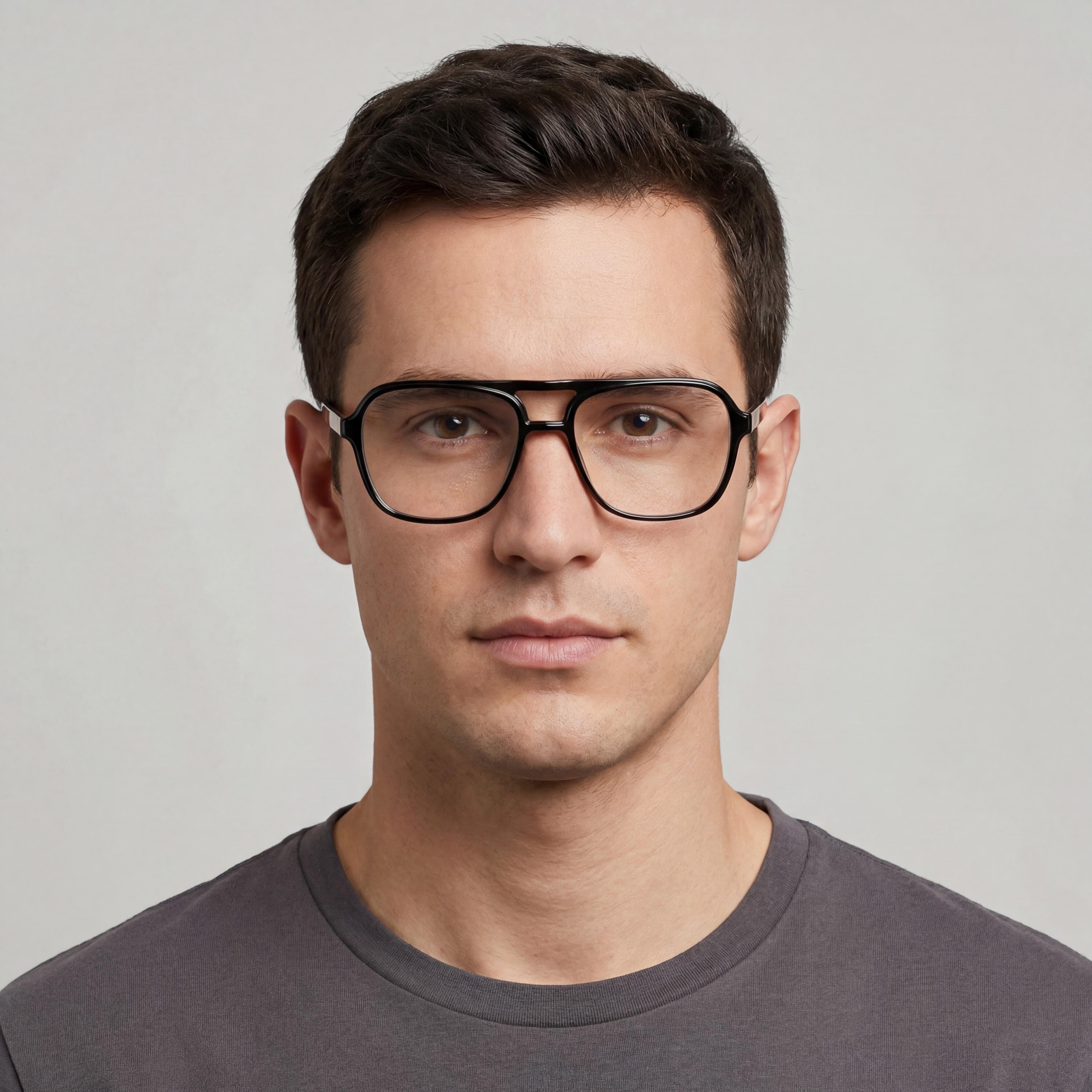 McAllister Mc4534 Black Rectangle Eyeglasses for Men, Metal 56mm, Photo 3