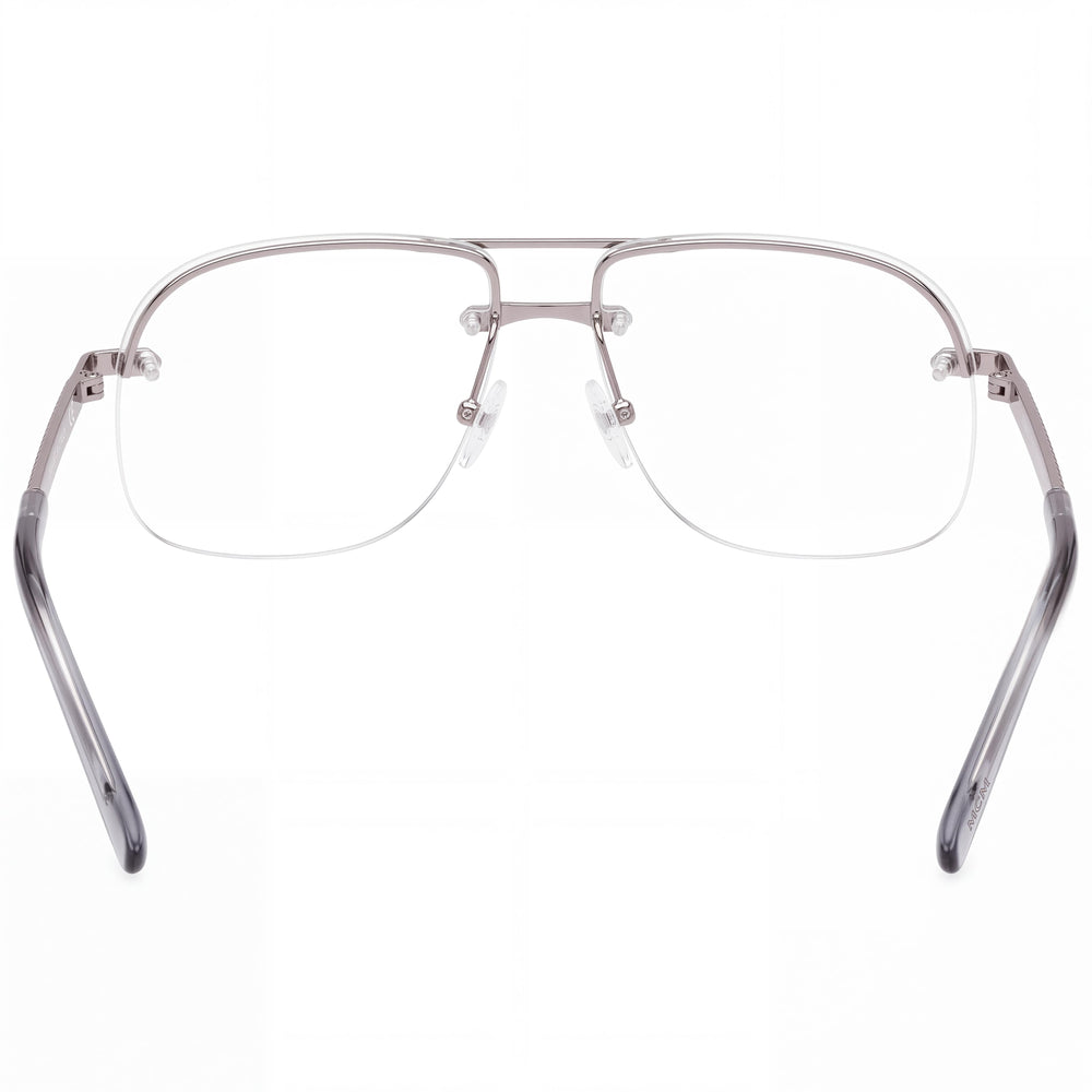 MCM MW5019 Aviator Eyeglasses Men — side view, Silver Metal temples