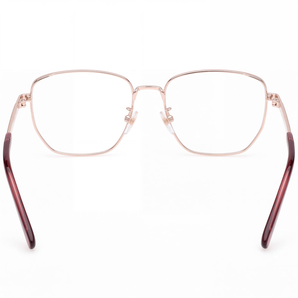MCM Worldwide MW5021-H Rectangle Eyeglasses Unisex — side view, Gold Metal temples