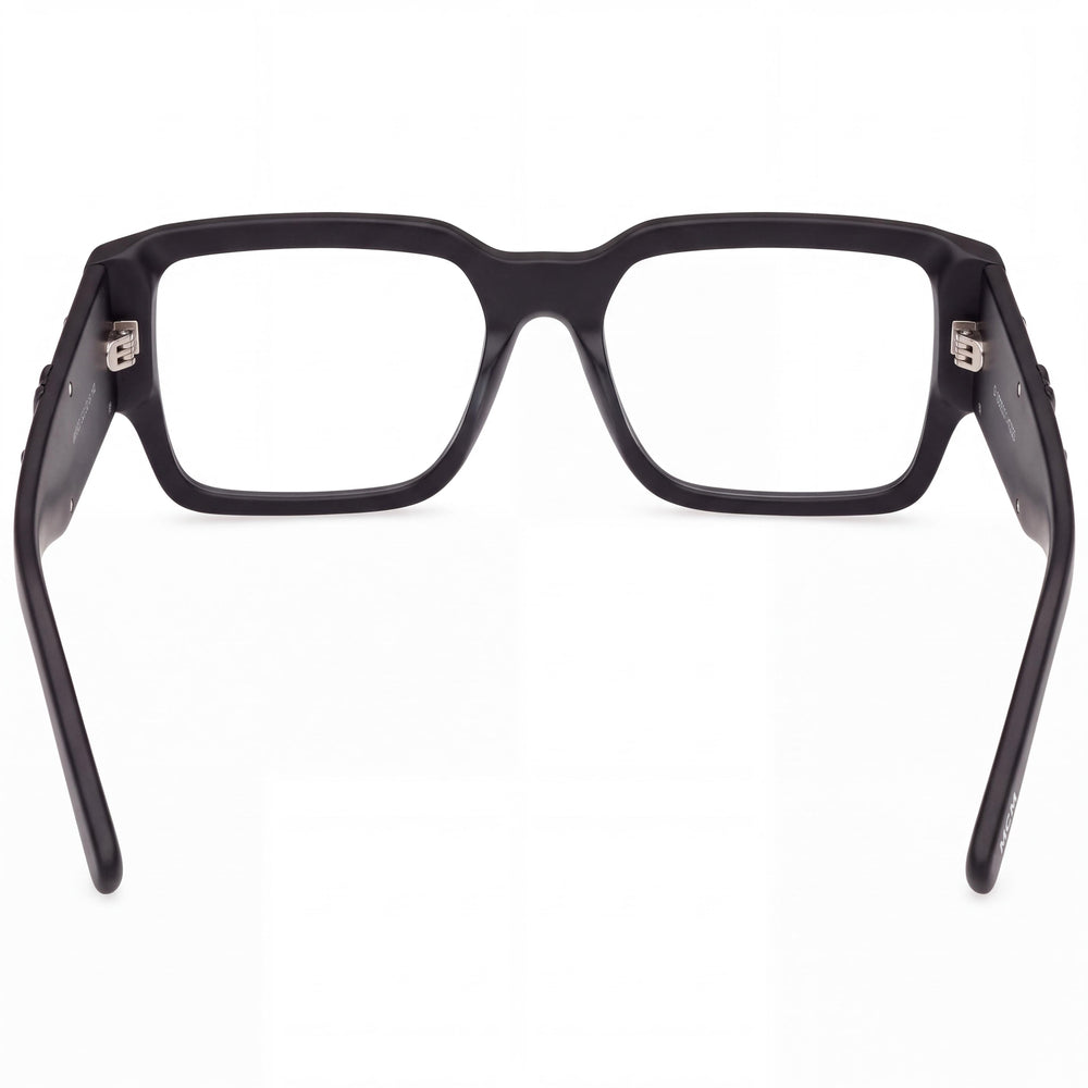 MCM WORLDWIDE MW5024 Rectangle Eyeglasses Men — side view, Black Plastic temples