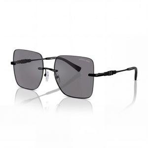 Michael Kors Mk1150 Québec Black Square Sunglasses for Women, Brown Mirrored lens