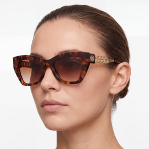 Michael Kors Mk2205 Montecito Cat Eye Sunglasses Women — side view, Non-Polarized Brown Gradient lens