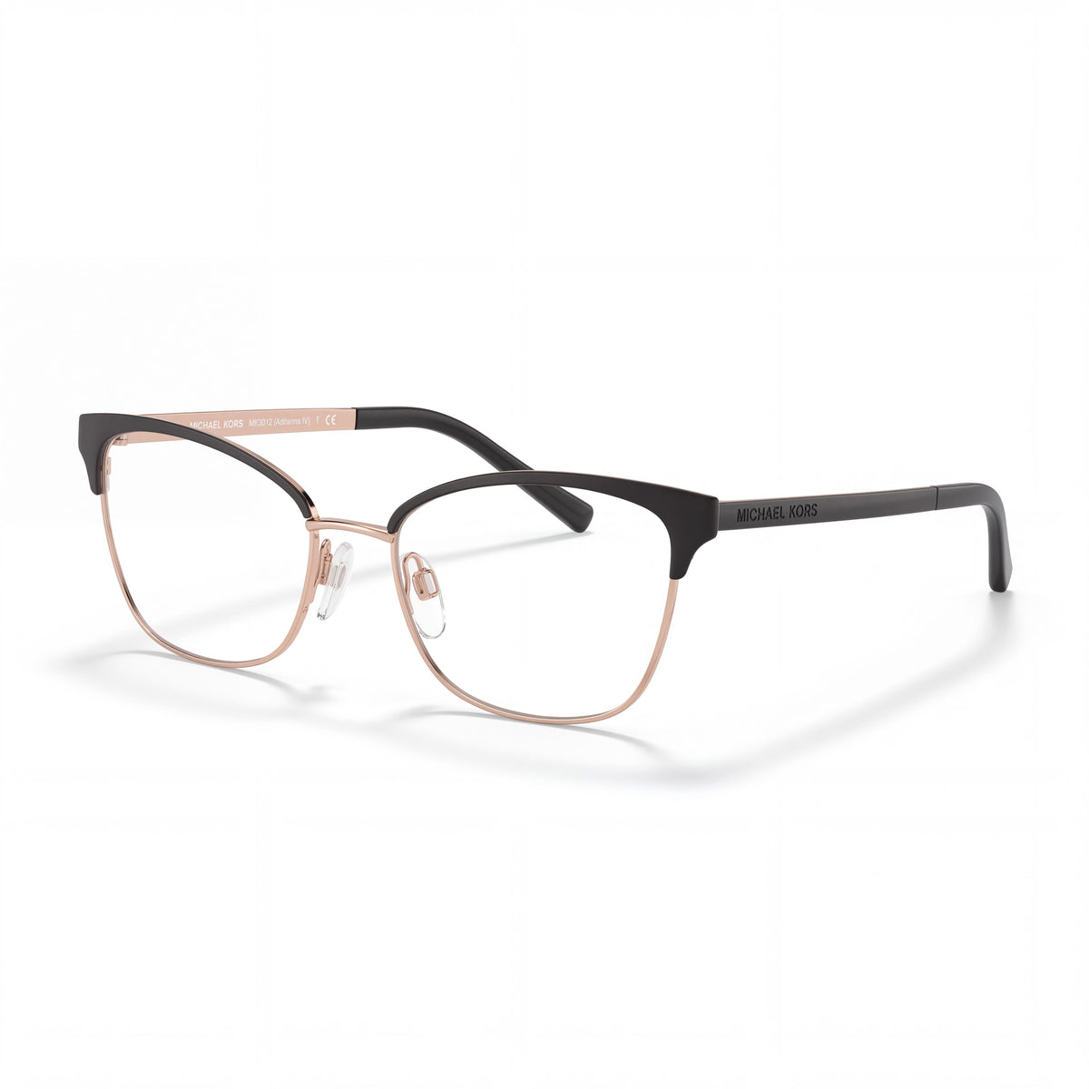 Monturas de gafas de moda para mujer Michael Kors MK3012 Adrianna IV de material compuesto, negro mate/oro rosa, 51-17-135 mm, Photo 1