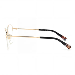 Missoni 0122 Cat Eye Eyeglasses Women — side view, Gold Alloy Steel temples