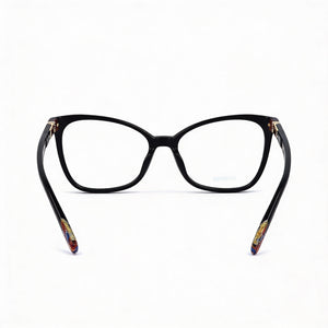 Missoni Cat Eye Eyeglasses Women — side view, Black Acetate temples