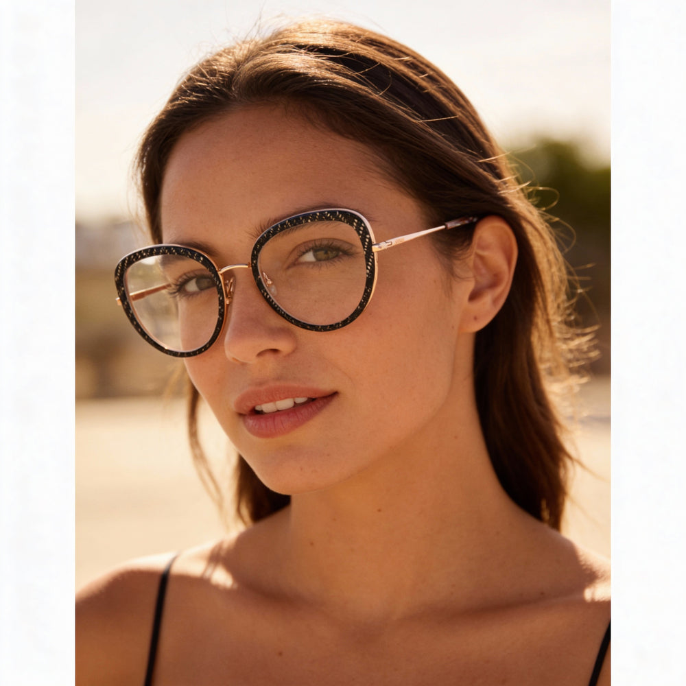 Missoni Rectangle Eyeglasses Unisex — side view, Black Metal temples