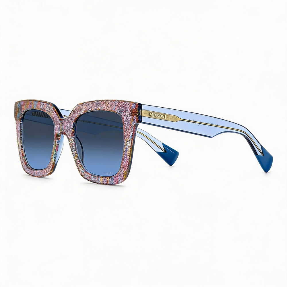 Missoni Classic Square Sunglasses Women — side view, Non-Polarized Pink Pattern Multicolor lens