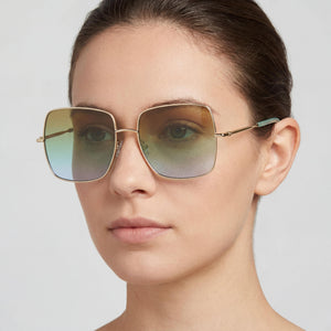 Missoni Classic Rectangle Sunglasses Women — side view, Non-Polarized Gold lens