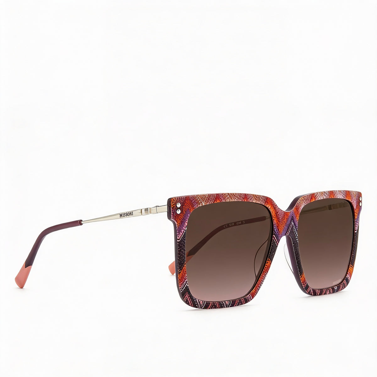 Gafas de sol unisex clásicas Missoni con montura de plástico degradada, diseño violeta, rosa y gris, 57 mm, protección UV, Photo 2