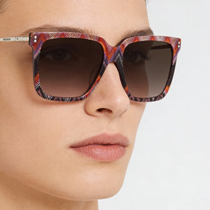 Missoni Classic Square Sunglasses Unisex — side view, Non-Polarized Pink Violet lens
