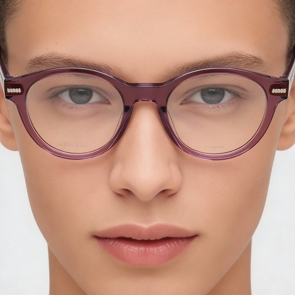 Missoni MIS 0050 Round Eyeglasses Unisex — side view, Violet Acetate temples