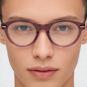 Missoni MIS 0050 Round Eyeglasses Unisex — side view, Violet Acetate temples
