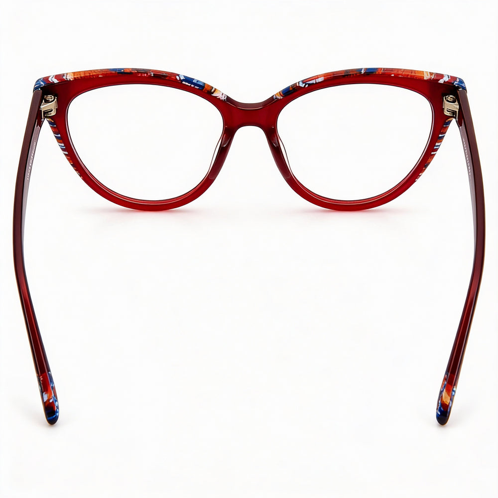 Missoni MIS 0091 Cat Eye Eyeglasses Women — side view, Red Acetate temples