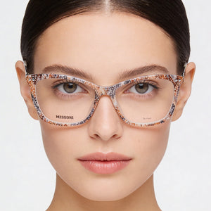 Missoni Mis 0108 Cat Eye Eyeglasses Women — side view, Beige Patt Acetate temples
