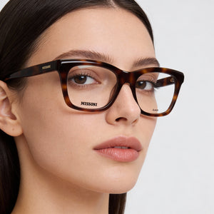 Missoni MIS 0117 Square Eyeglasses Women — side view, Havana Acetate temples