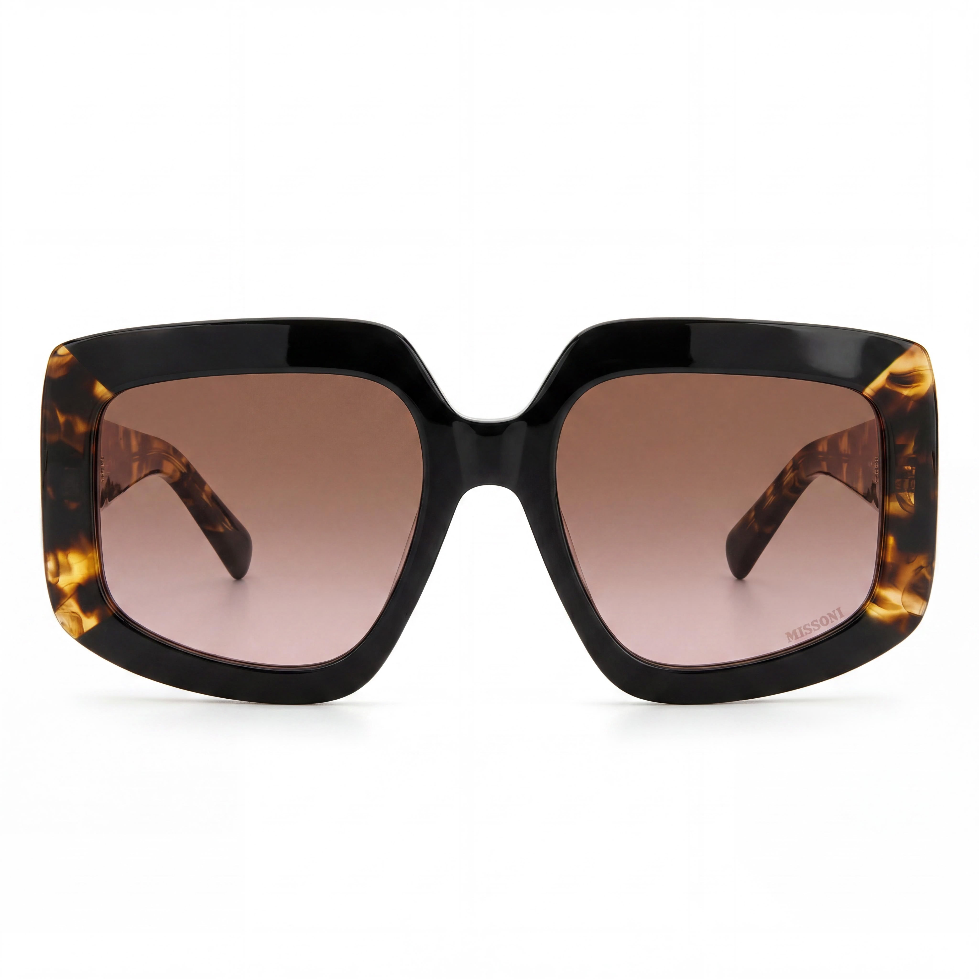 Gafas de sol rectangulares de acetato no polarizadas Missoni Seasonal Black Havana Brown para mujer, 54-20-145, Photo 2
