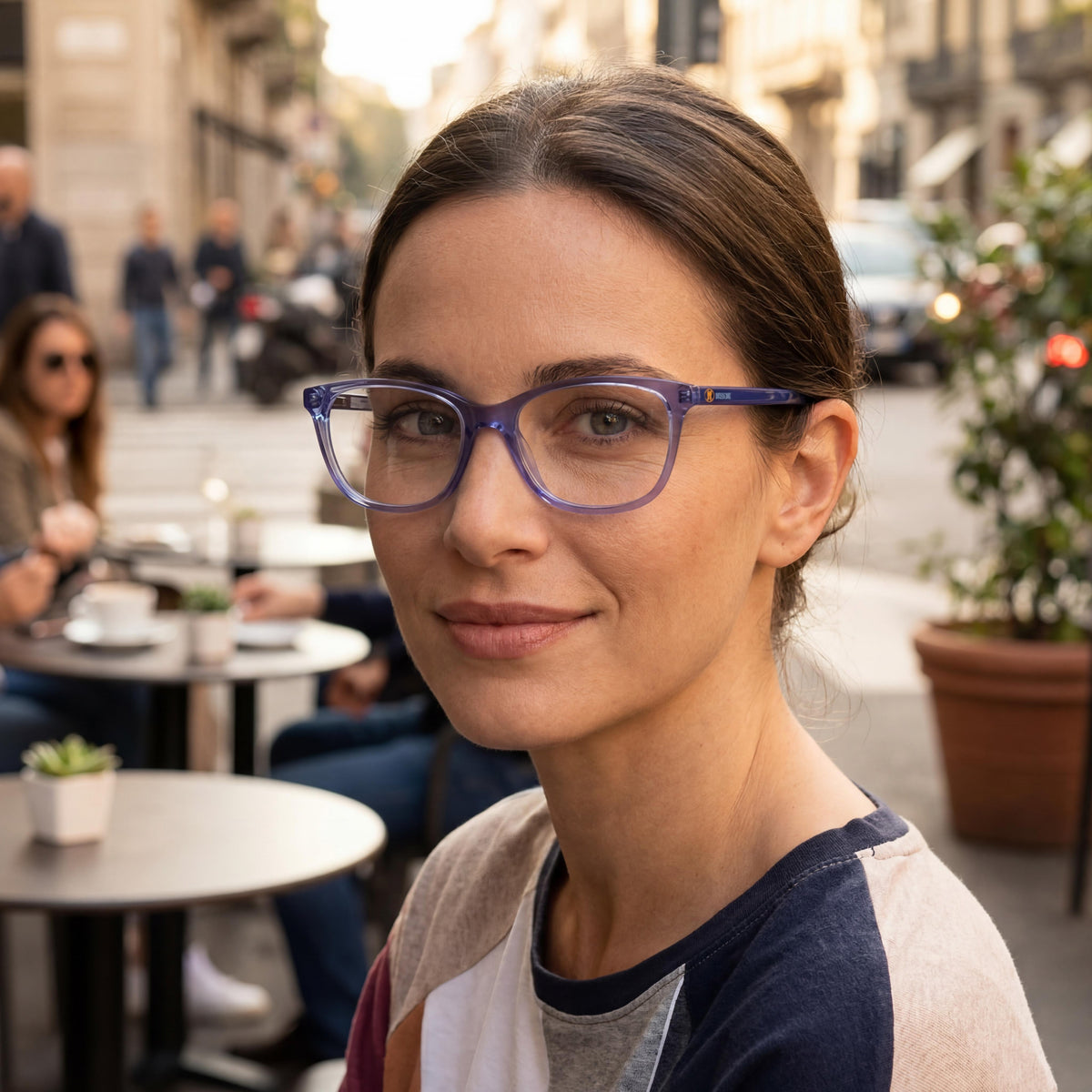 Missoni MMI 0008 PJP Transparent Blue Rectangle Eyeglasses for Women, Photo 4