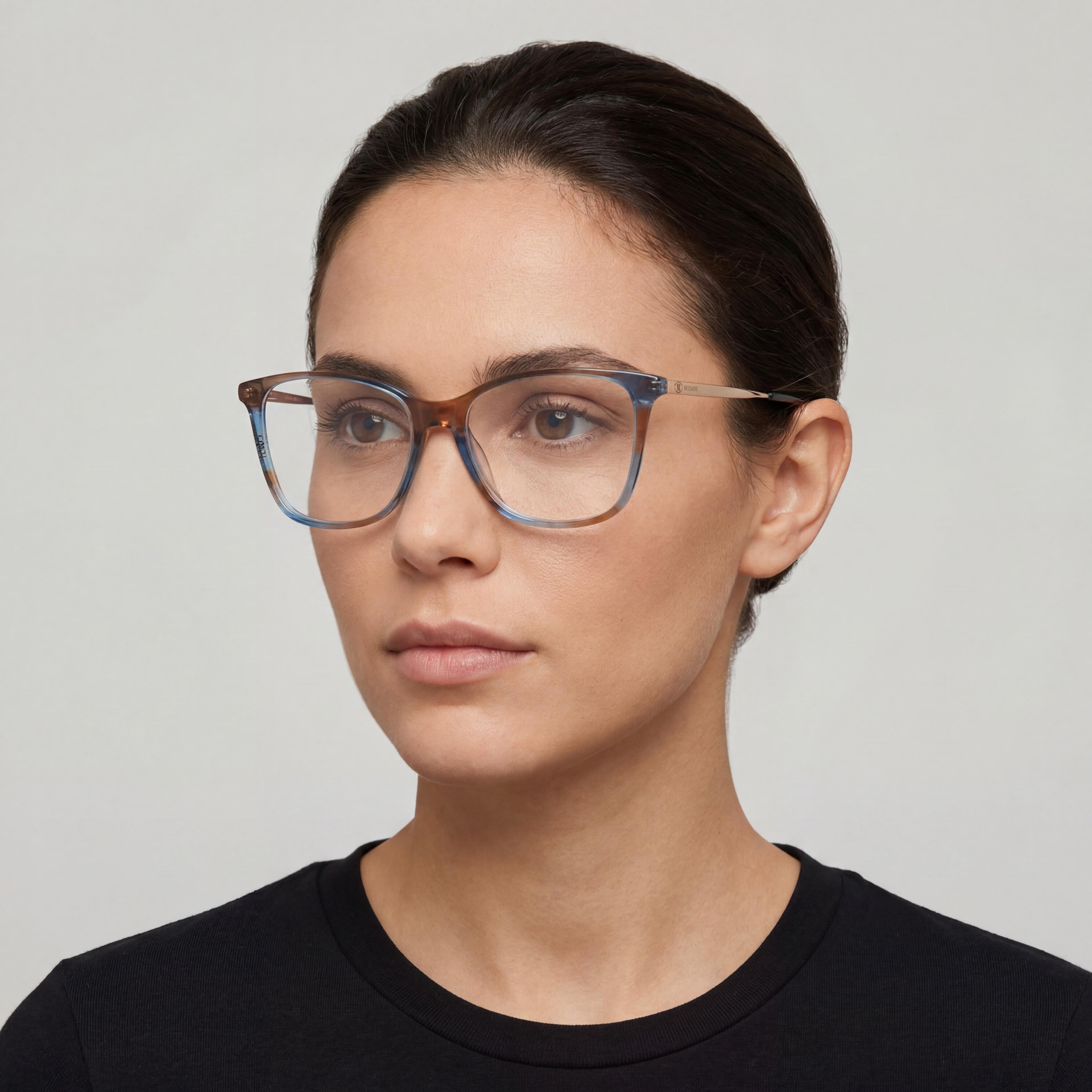 Gafas de mujer Missoni MMI 0015 cuadradas en azul y marrón, acetato de 54 mm, Photo 5