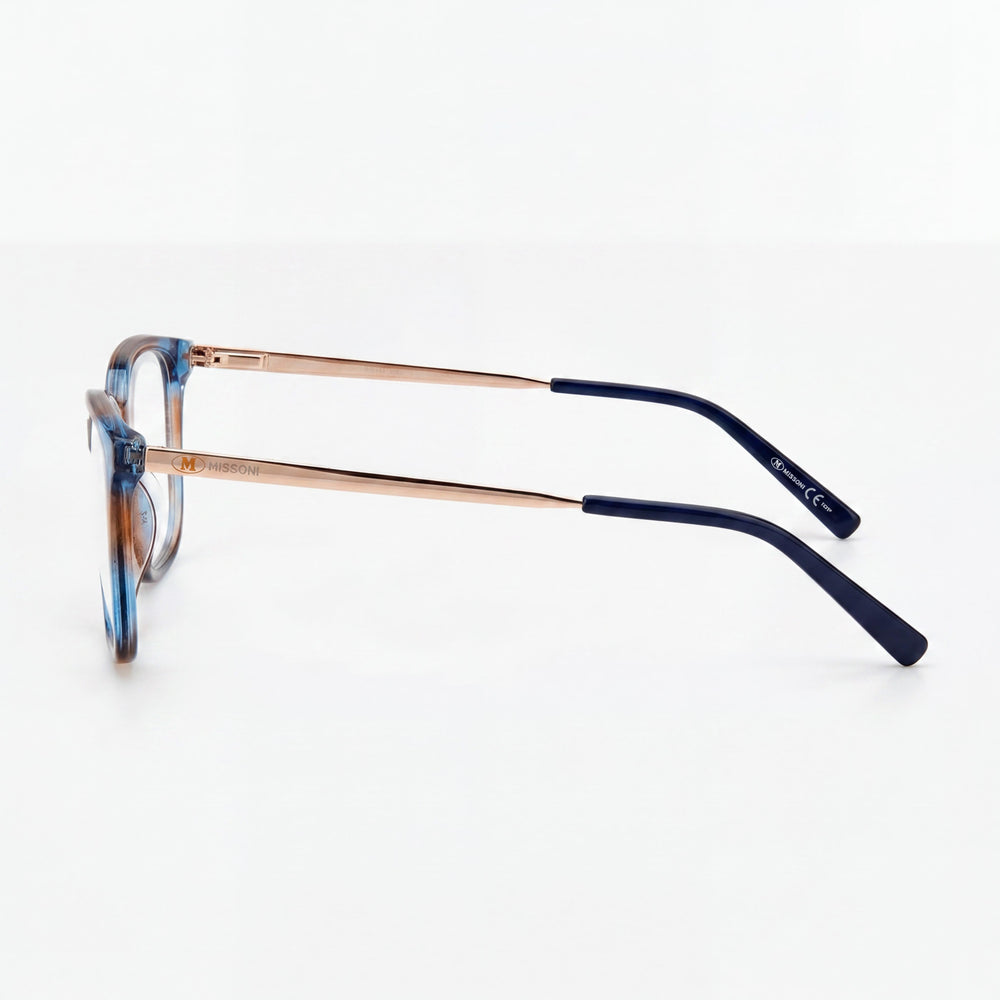 Missoni MMI 0015 Square Eyeglasses Women — side view, Blue Acetate temples