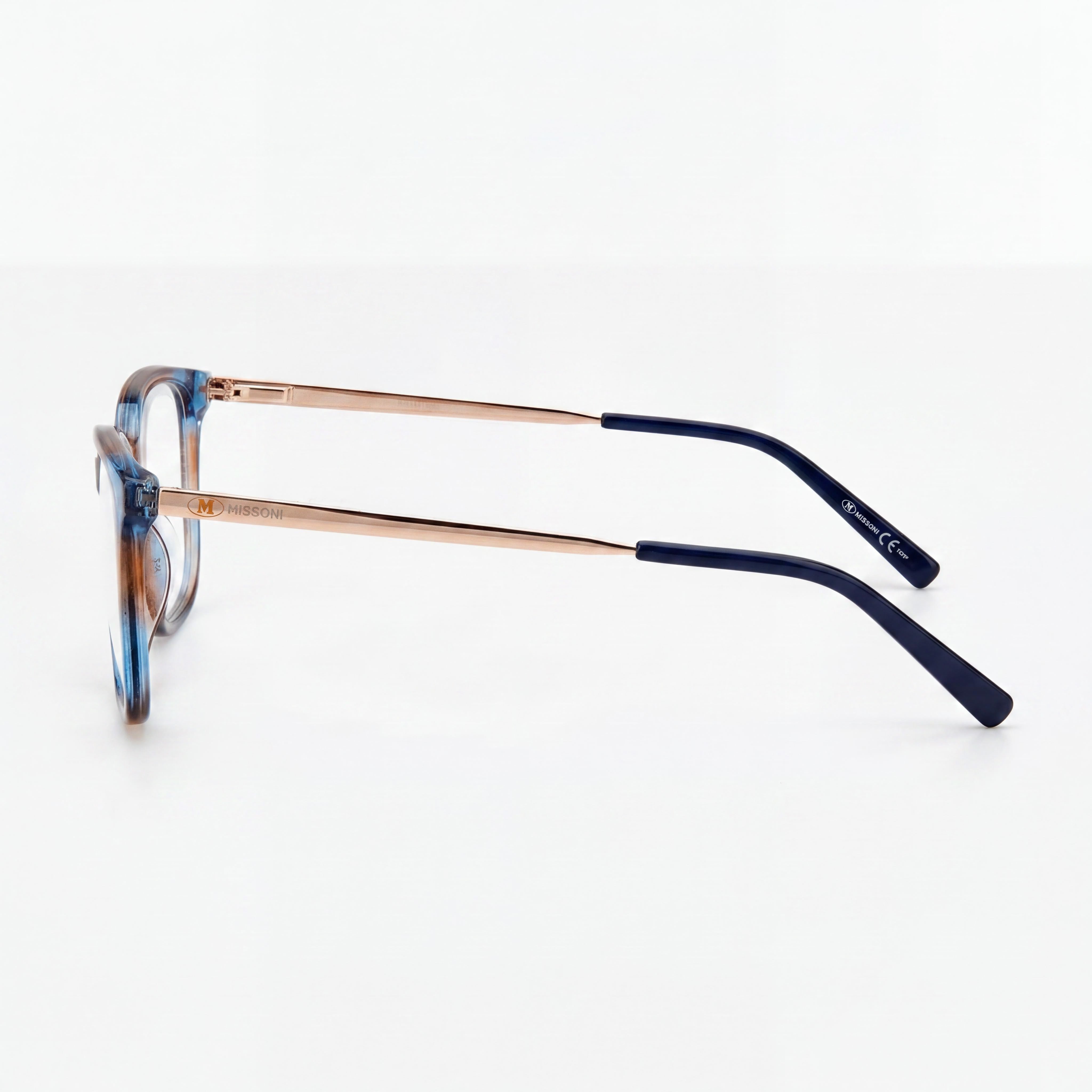 Gafas de mujer Missoni MMI 0015 cuadradas en azul y marrón, acetato de 54 mm, Photo 3