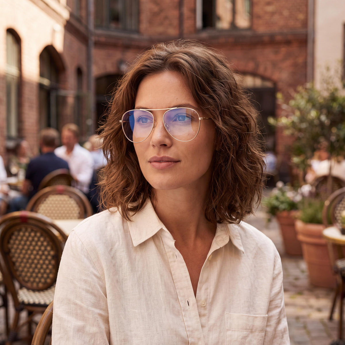 Gafas graduadas de aviador para mujer Missoni MMI 0023 S45 en oro rosa, Photo 3