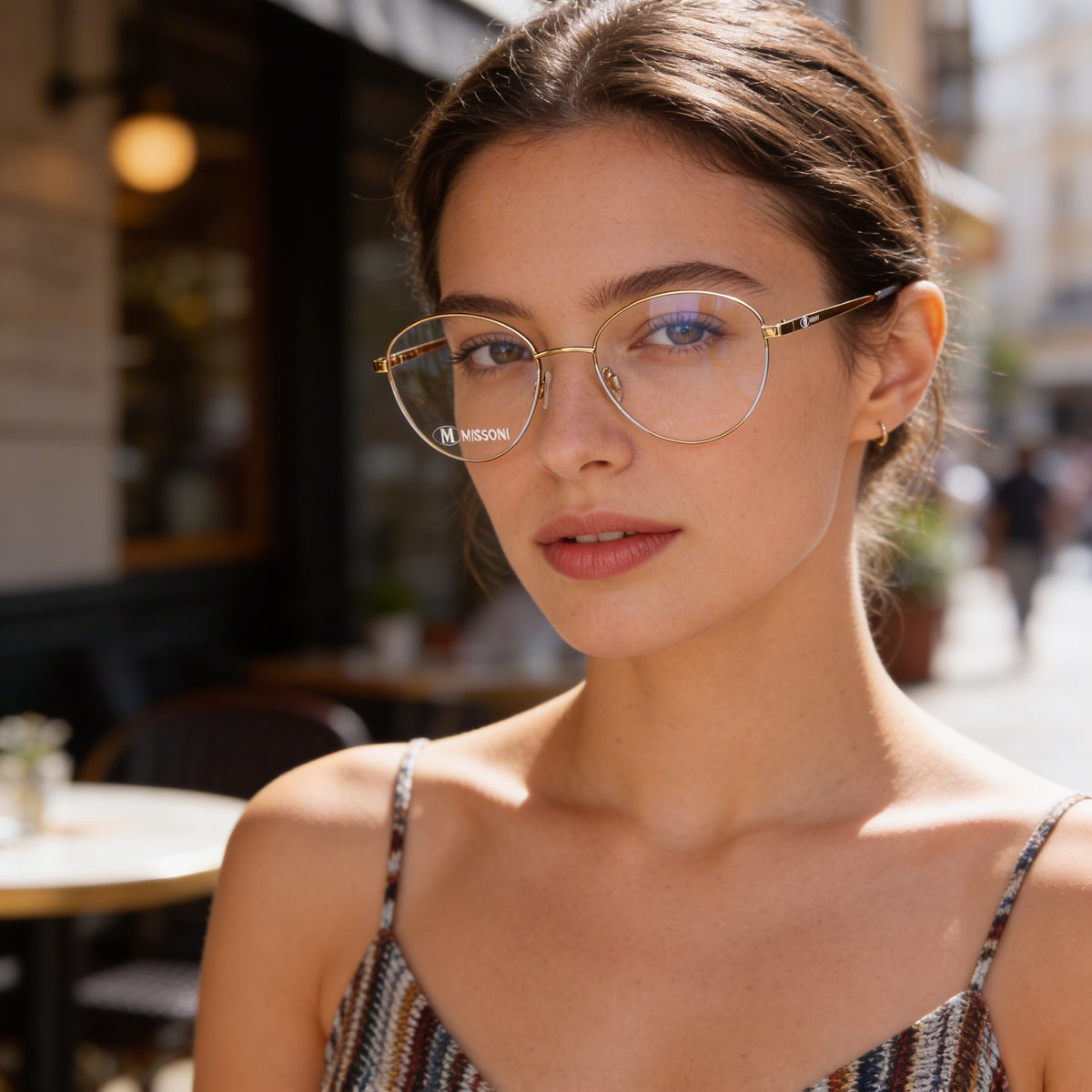 Gafas graduadas redondas para mujer Missoni MMI 0024 en color lila, oro y cobre, 53 mm, Photo 5