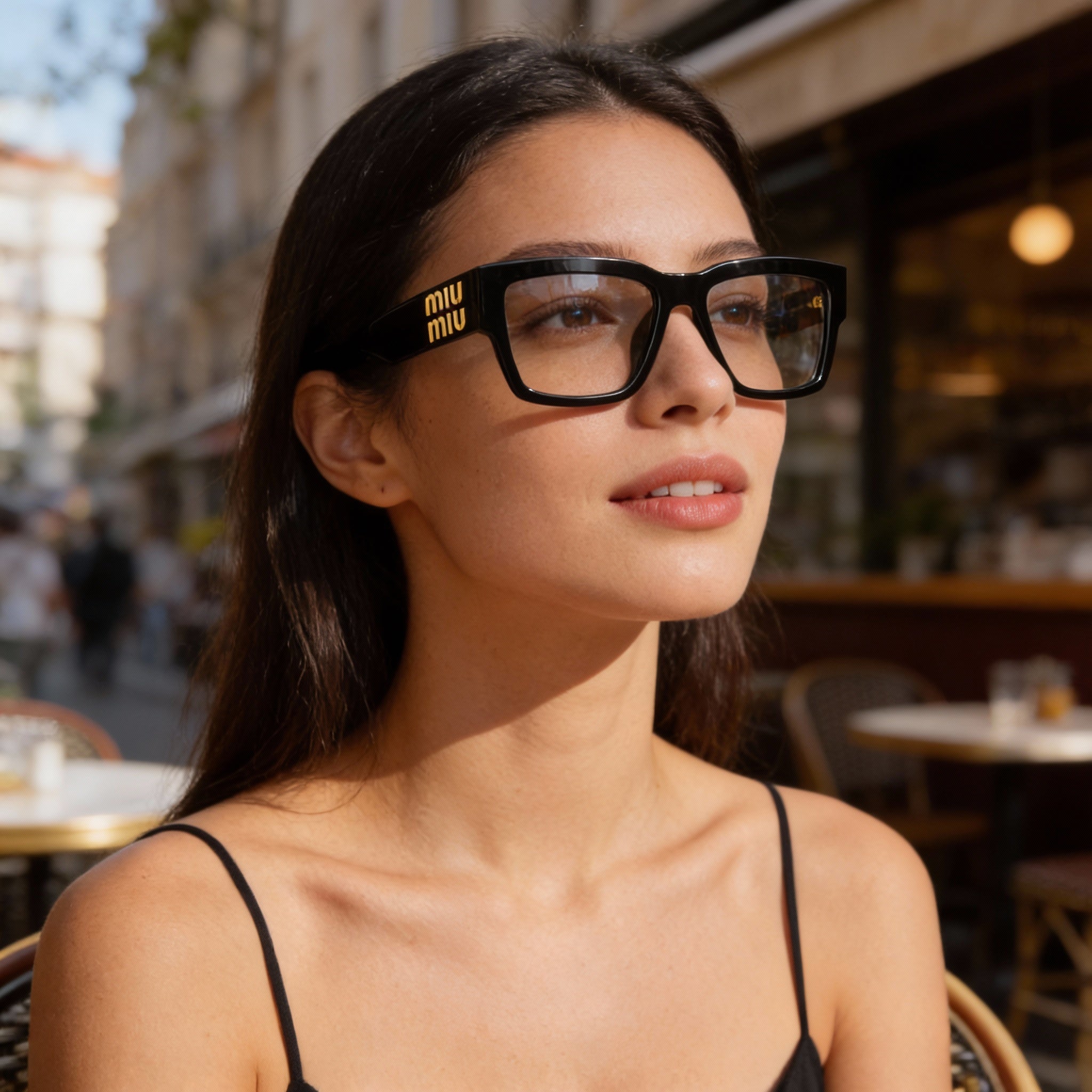 Miu Miu 0MU 02XV Gafas Rectangulares Unisex Negras, Photo 4