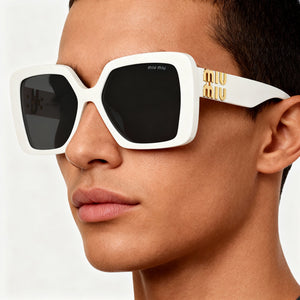 Miu Miu Modern White Sunglasses Unisex — lifestyle wear, everyday sun coverage