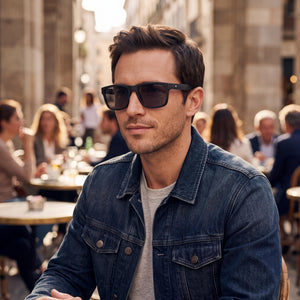 Montblanc 30014585005 Rectangle Sunglasses Men — side view, Non-Polarized Black lens