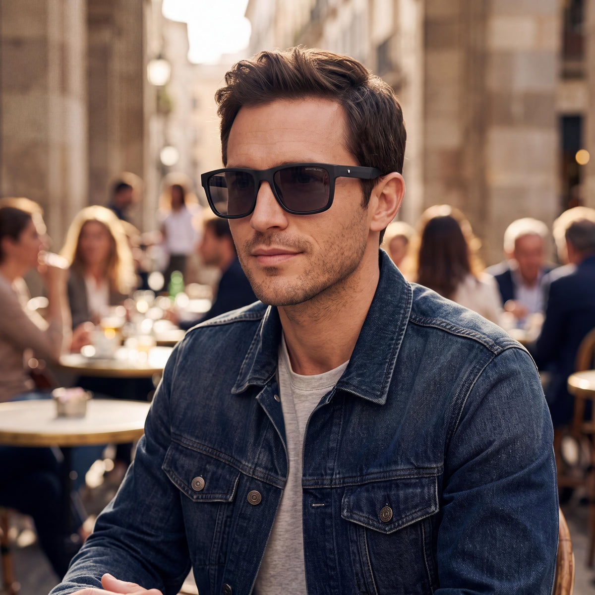 Gafas de sol rectangulares Montblanc 30014585005 para hombre, 56 mm, Photo 3