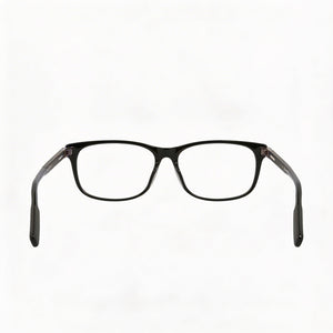 Montblanc MB0036O Rectangular Eyeglasses Men — side view, Black Plastic temples