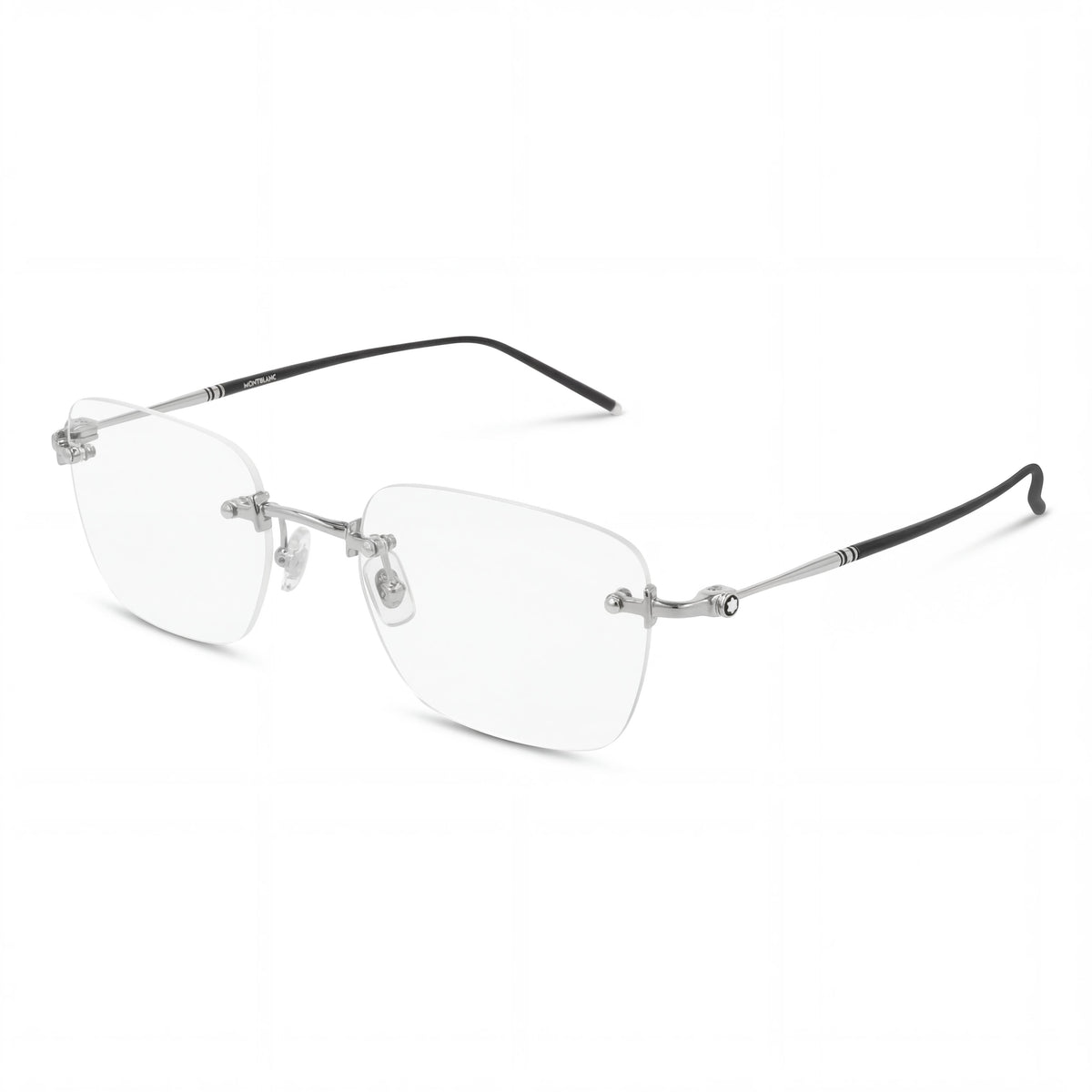 Montblanc MB0130O Gafas Rectangulares Plateadas para Hombre, Metal 53mm, Photo 1
