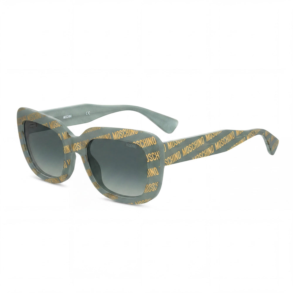 Moschino 205413 Green Rectangle Sunglasses for Women, Green Pattern lens