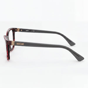 Moschino Rectangle Eyeglasses Women — side view, Brown Plastic temples